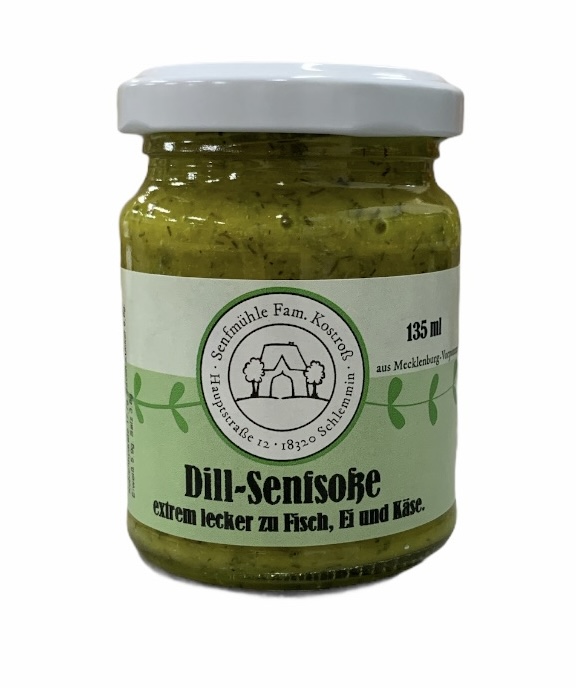 "Dill-Senfsauce" aus der Senfmühle Schlemmin, im Herzen Mecklenburg Vorpommerns, regional angebaut